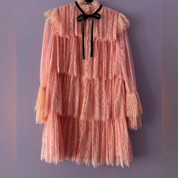 Alice + Olivia Joanie Tiered Ruffle Button-Down Dress - Picture 1 of 16